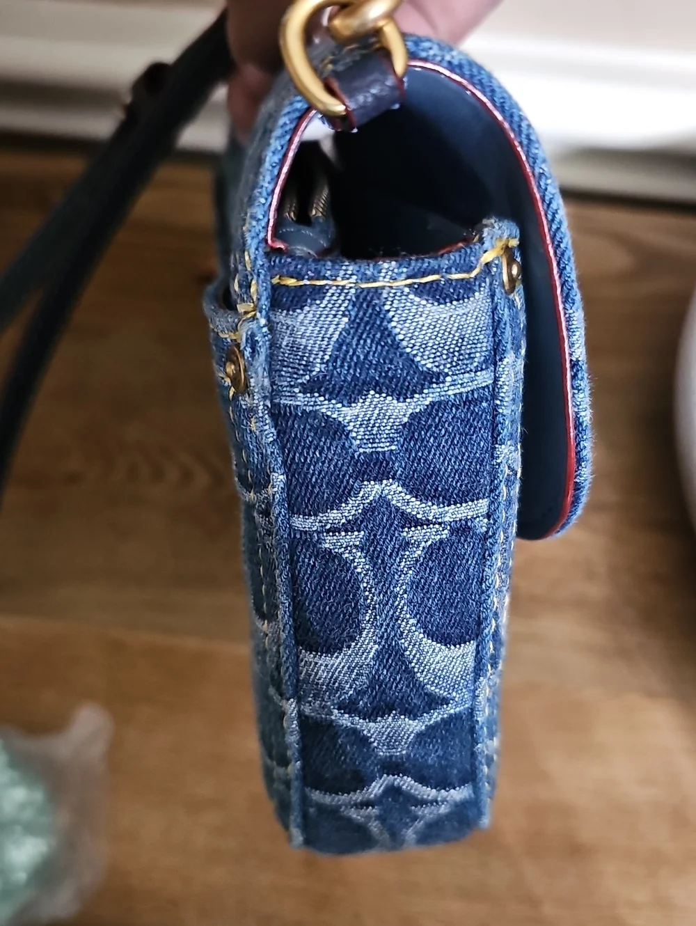 Coach Denim Blue Monogram Signature Crossbody Bag